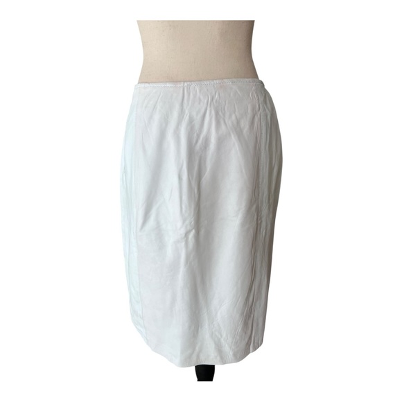 The Works Saks Fifth Avenue Vintage 80s Leather White Pencil Skirt Size 12 - Picture 3 of 9